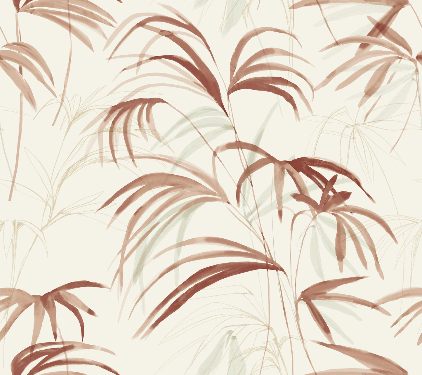 York Wallcoverings Natural Discovery Inky Clay Palms Wallpaper Tropical Botanical Reds   - NT6124