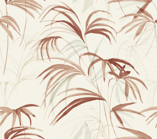 York Wallcoverings Natural Discovery Inky Clay Palms Wallpaper Tropical Botanical Reds   - NT6124