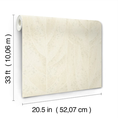 York Wallcoverings Natural Discovery Dicot Pearl Leaf Wallpaper Eclectic Botanical Whites and Off-Whites   - NT6145