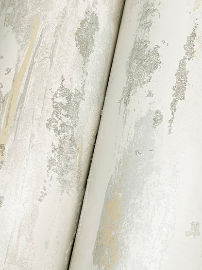 York Wallcoverings Natural Discovery Artistic Desert Tides Wallpaper Glam Glass Beads Whites and Off-Whites   - NT6175