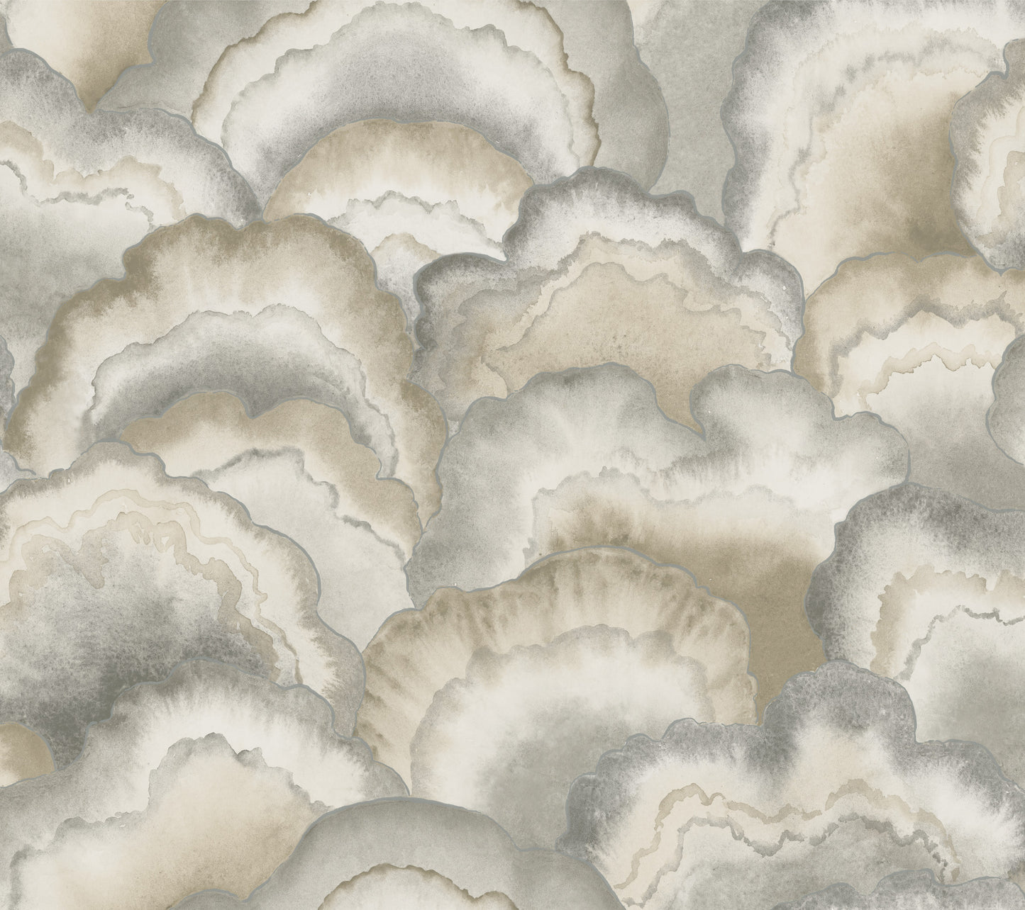 York Wallcoverings Natural Discovery Abalone Smokey Fans Wallpaper Transitional Bohemian Browns   - NT6183