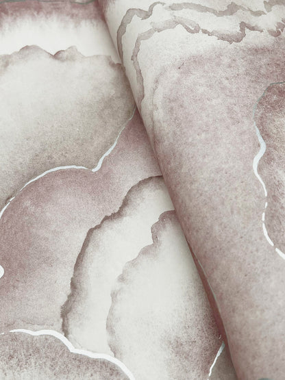 York Wallcoverings Natural Discovery Abalone Lavender Fans Wallpaper Transitional Bohemian Purples   - NT6185