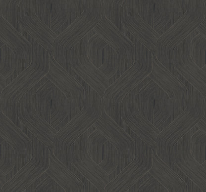York Wallcoverings Natural Discovery Fine Line Black Geometric Wallpaper Transitional Geometrics Blacks   - NT6192