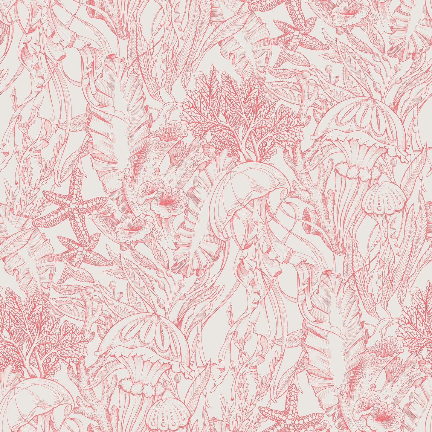 York Wallcoverings NuWallpaper Under the Sea Coral Peel and Stick Wallpaper Botanical Nautical Coral  Current Peel & Stick - NUS6496