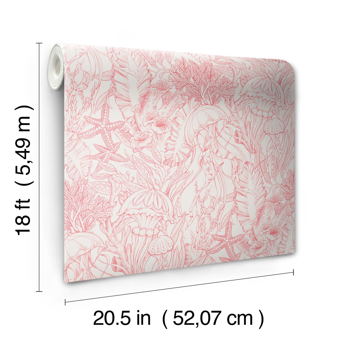 York Wallcoverings NuWallpaper Under the Sea Coral Peel and Stick Wallpaper Botanical Nautical Coral  Current Peel & Stick - NUS6496