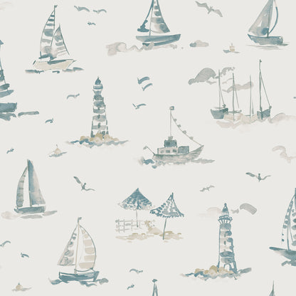 York Wallcoverings NuWallpaper Set Sail Taupe Peel and Stick Wallpaper Ocean Nautical Taupe  Current Peel & Stick - NUS6498