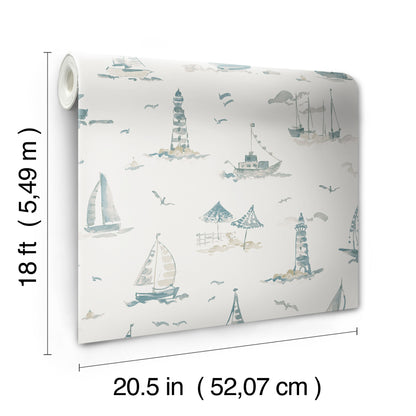 York Wallcoverings NuWallpaper Set Sail Taupe Peel and Stick Wallpaper Ocean Nautical Taupe  Current Peel & Stick - NUS6498