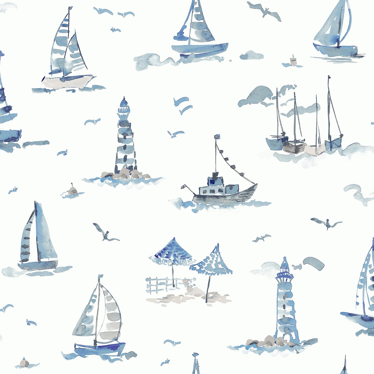 York Wallcoverings NuWallpaper Set Sail Blue Peel and Stick Wallpaper Ocean Nautical Blue  Current Peel & Stick - NUS6499