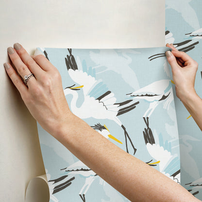 York Wallcoverings NuWallpaper Coastal Wings Blue Peel and Stick Wallpaper Animals Nautical Blue  Current Peel & Stick - NUS6501