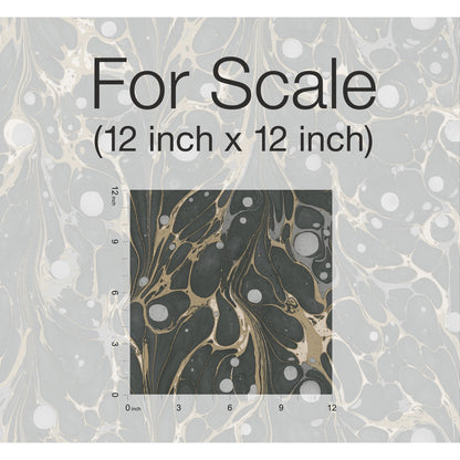 York Wallcoverings Shimmering Finishes Marbled Endpaper Black and Gold Wallpaper  Bohemian Blacks   - NV5591