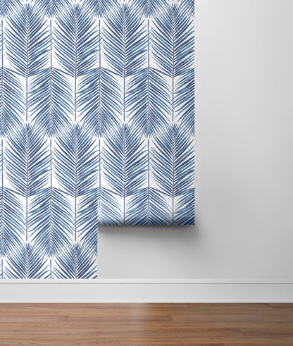 NextWall NextWall Peel & Stick Paradise Palm Botanical Tropical Blue Satin  - NW33002