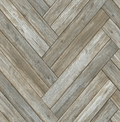 NextWall NextWall Peel & Stick Chevron Wood Wood Rustic Brown Satin  - NW33308