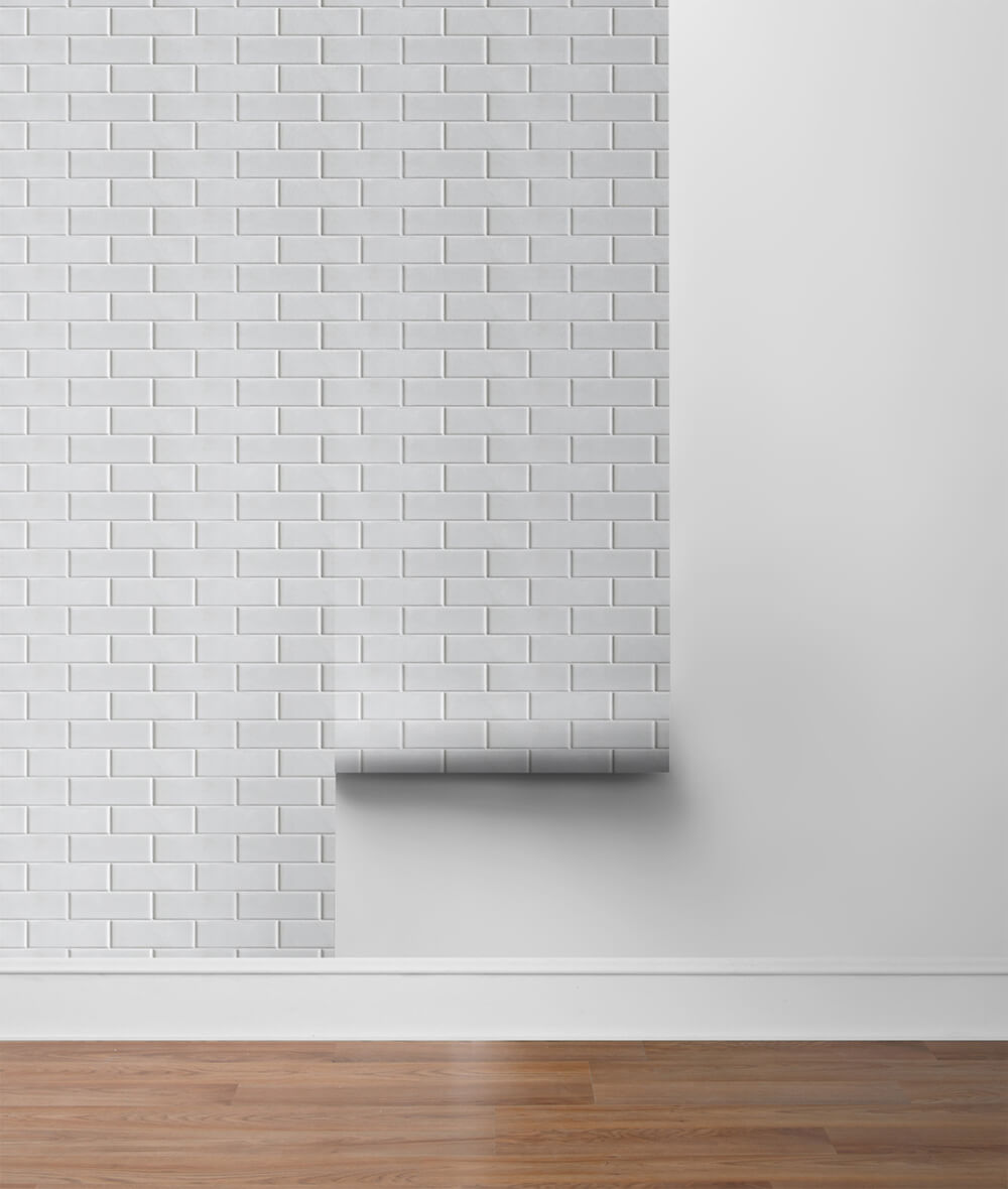 NextWall NextWall Peel & Stick Subway Tile Tile Contemporary White Satin  - NW34000