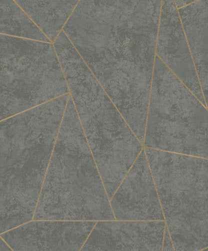 York Wallcoverings Antonina Vella Modern Metals Second Edition Nazca Dark Grey and Gold Wallpaper  Metallics Greys   - NW3502