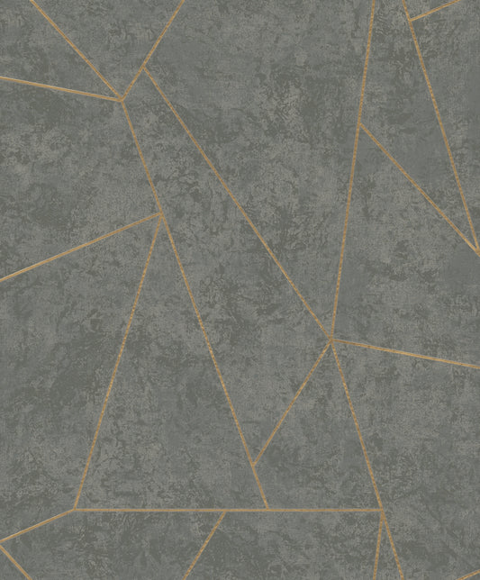 York Wallcoverings Antonina Vella Modern Metals Second Edition Nazca Dark Grey and Gold Wallpaper  Metallics Greys   - NW3502