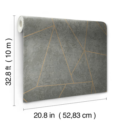 York Wallcoverings Antonina Vella Modern Metals Second Edition Nazca Dark Grey and Gold Wallpaper  Metallics Greys   - NW3502
