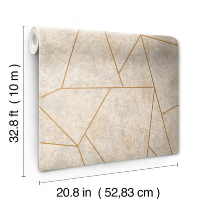 York Wallcoverings Antonina Vella Modern Metals Nazca Neutral and Gold Wallpaper  Metallics Neutrals   - NW3504