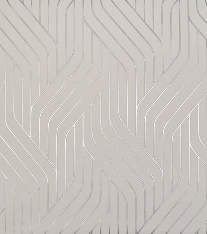 York Wallcoverings Antonina Vella Ebb and Flow White and Silver Wallpaper  Stripes Whites and Off-Whites   - NW3516