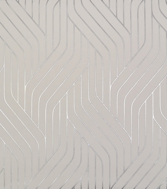 York Wallcoverings Antonina Vella Ebb and Flow White and Silver Wallpaper  Stripes Whites and Off-Whites   - NW3516