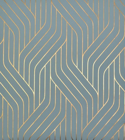 York Wallcoverings Antonina Vella Ebb and Flow Blue and Gold Wallpaper  Stripes Blues   - NW3520