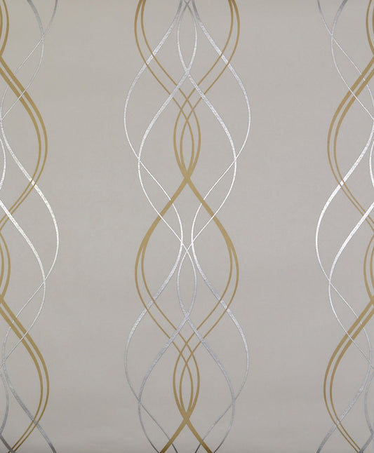 York Wallcoverings Antonina Vella Aurora Gold and Pearl Wallpaper  Metallics Neutrals   - NW3549