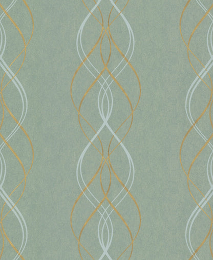 York Wallcoverings Antonina Vella Aurora Blue and Gold Wallpaper  Metallics Blues   - NW3551