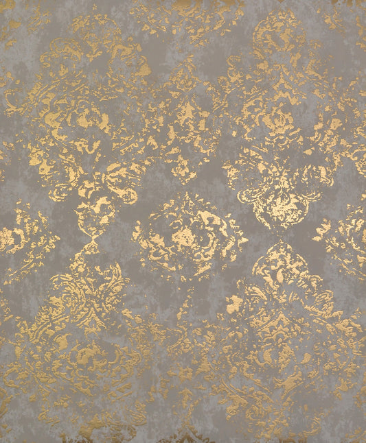 York Wallcoverings Antonina Vella Stargazer Khaki and Gold Wallpaper  Damasks Yellows   - NW3564