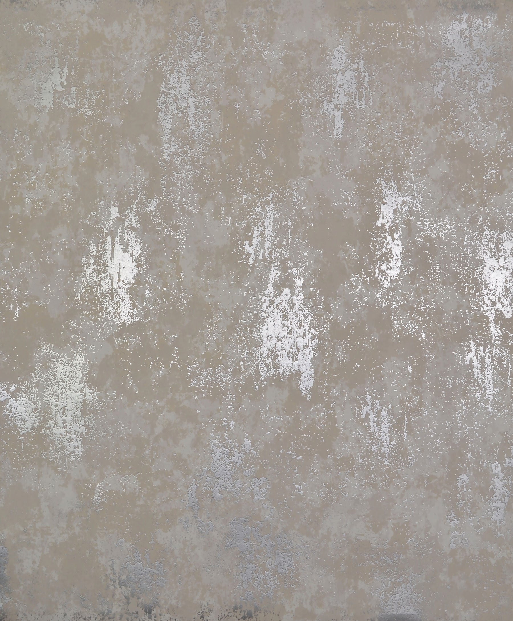 Beige distressed plaster wall texture with white chipped patches, rustic weathered stucco style wallpaper look.