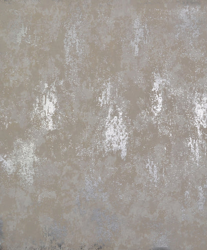 Beige distressed plaster wall texture with white chipped patches, rustic weathered stucco style wallpaper look.