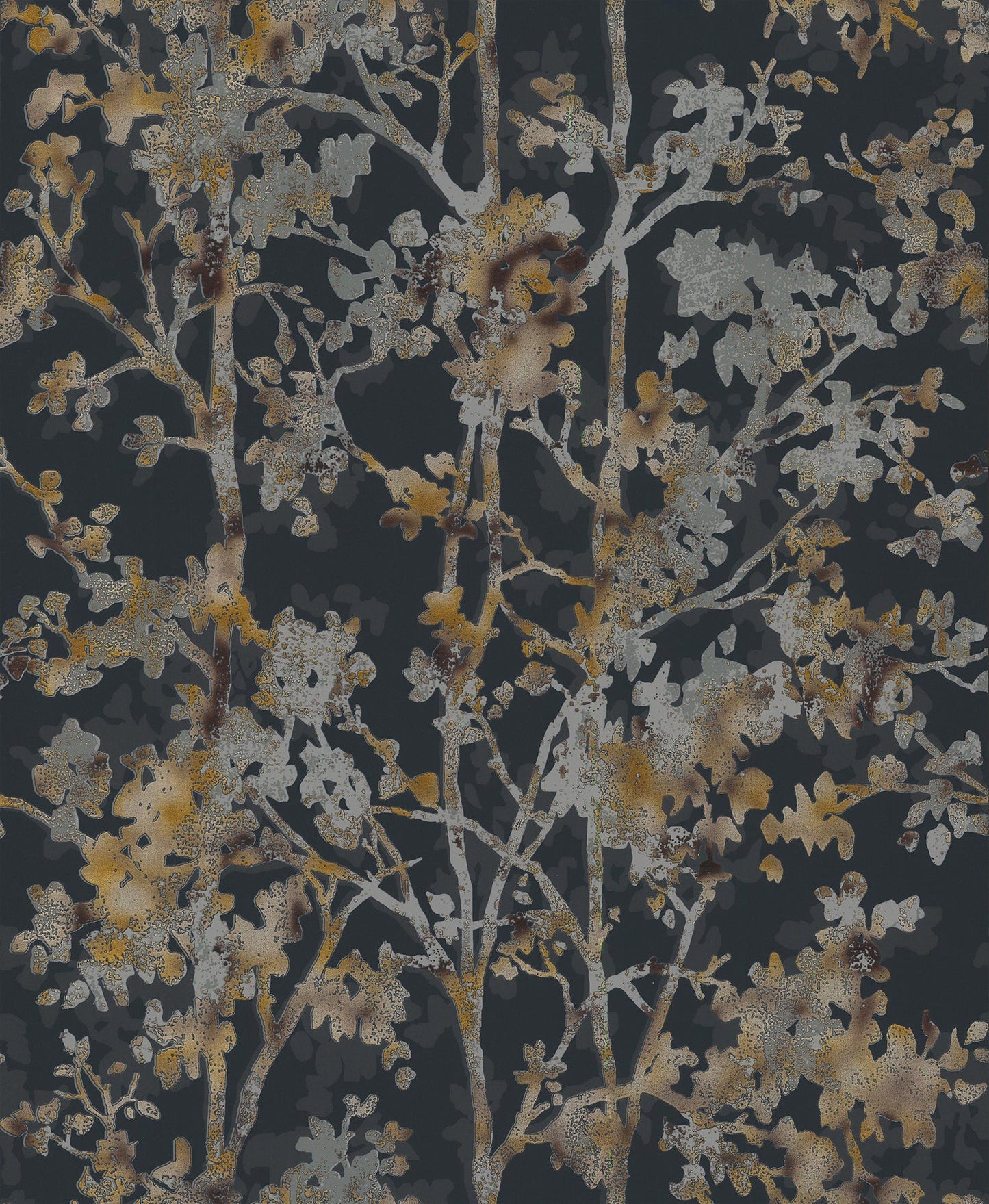 York Wallcoverings Antonina Vella Shimmering Foliage Black Wallpaper  Botanical Blacks   - NW3580