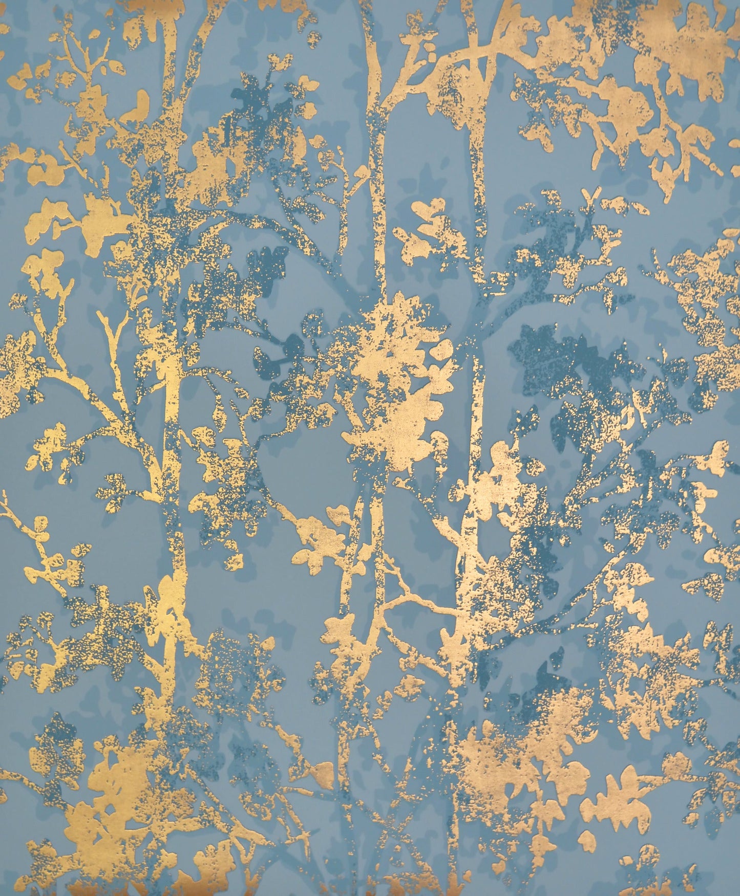 York Wallcoverings Antonina Vella Shimmering Foliage Blue and Gold Wallpaper  Botanical Blues   - NW3581