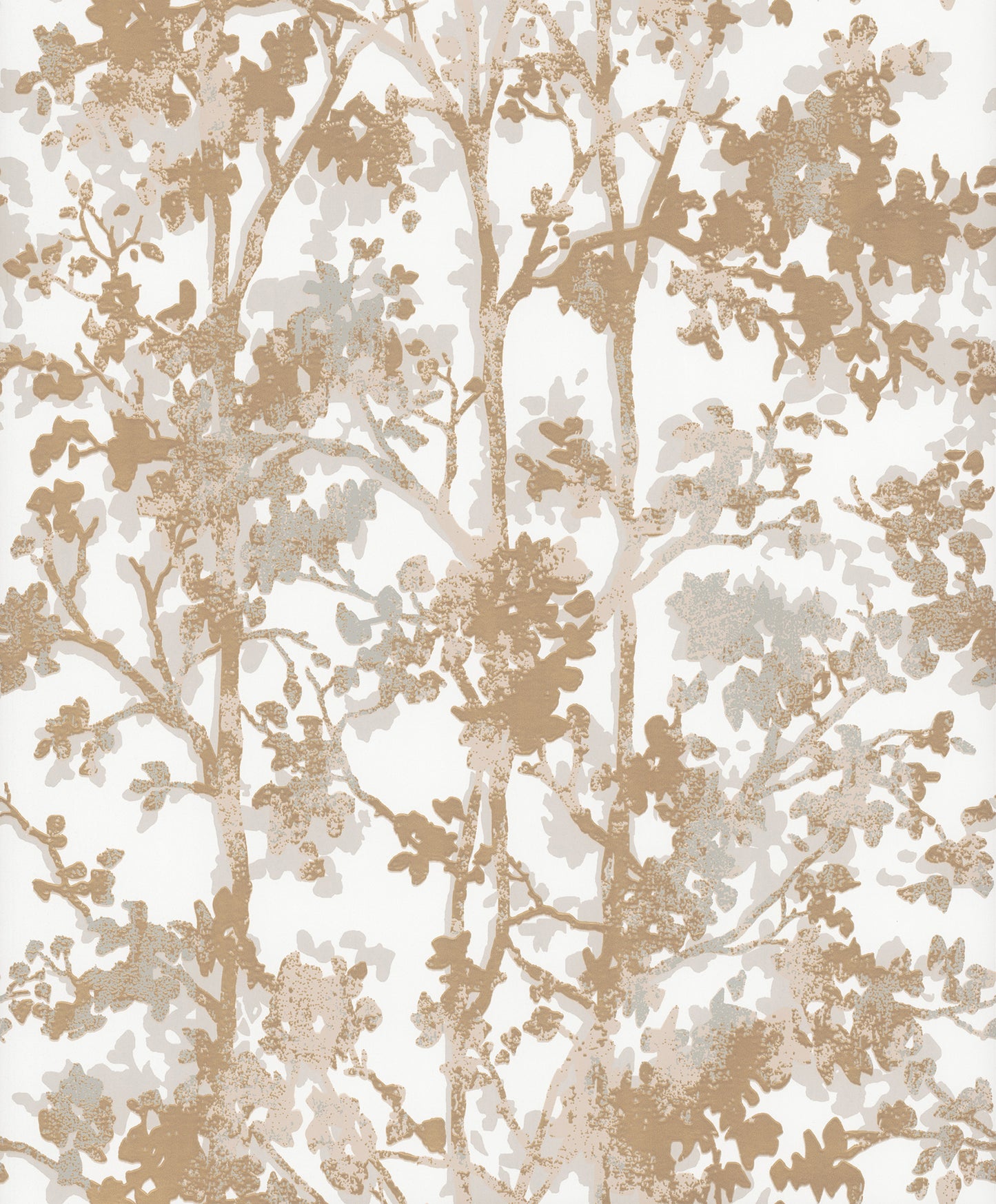York Wallcoverings Antonina Vella Modern Metals Shimmering Foliage White and Gold Wallpaper  Botanical Whites and Off-Whites   - NW3583
