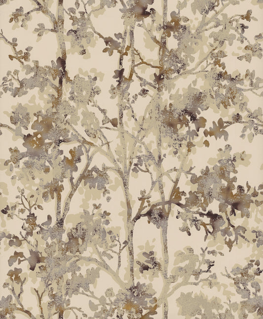 York Wallcoverings Antonina Vella Shimmering Foliage Khaki Wallpaper  Botanical Neutrals   - NW3584