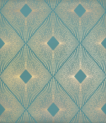 York Wallcoverings Antonina Vella Harlowe Teal and Gold Wallpaper  Geometrics Blues   - NW3589