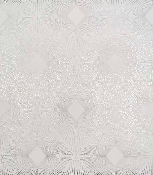 York Wallcoverings York Wallcoverings Harlowe White and Silver Wallpaper  Geometrics Whites and Off-Whites   - NW3591