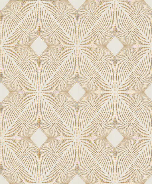 York Wallcoverings Antonina Vella Modern Metals Harlowe White and Gold Wallpaper  Geometrics Whites and Off-Whites   - NW3592