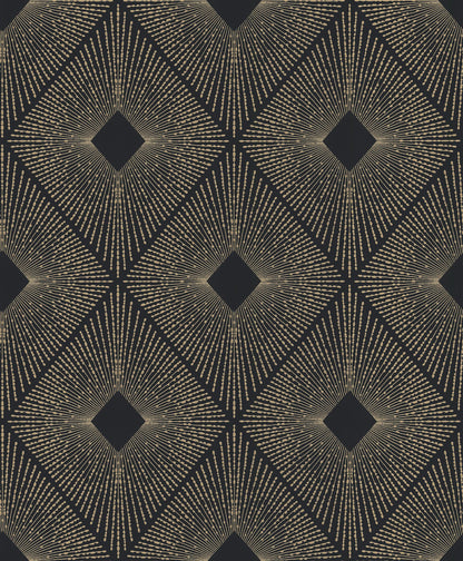 York Wallcoverings Antonina Vella Harlowe Black and Gold Wallpaper  Geometrics Blacks   - NW3593