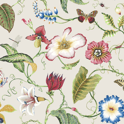 Peel & Stick wallpaper with a summer garden floral pattern in multicolored satin finish NW43001