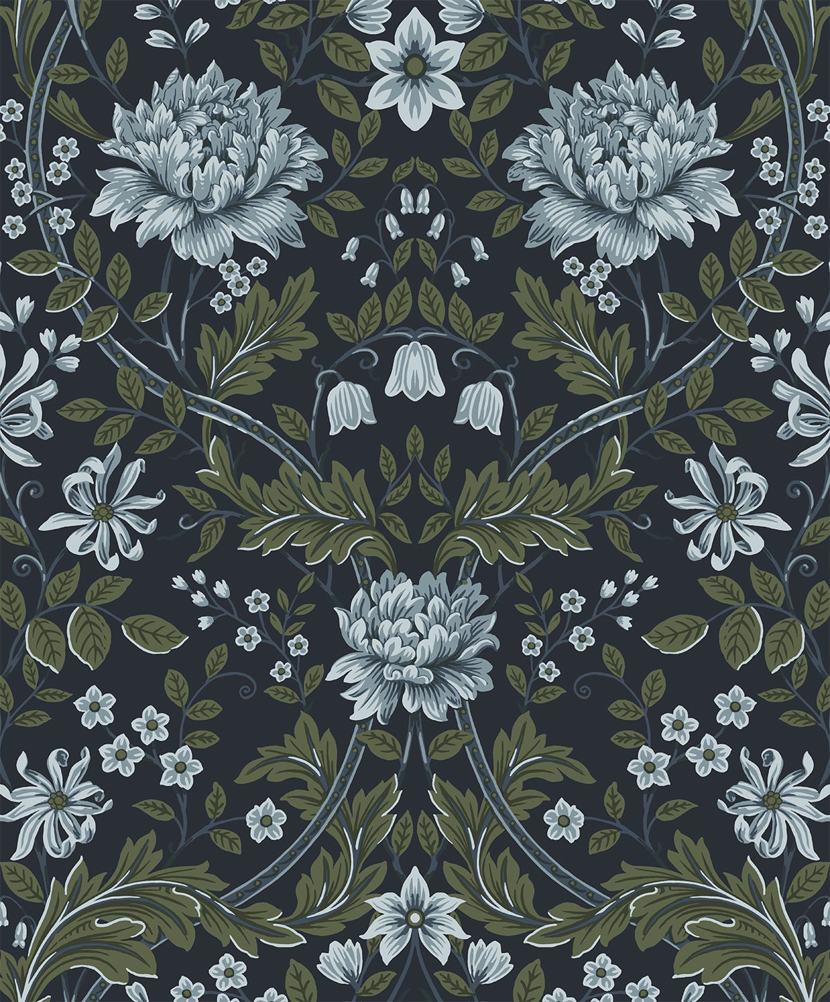NextWall NextWall Peel & Stick Honeysuckle Trail Floral Vintage Blue   - NW44602