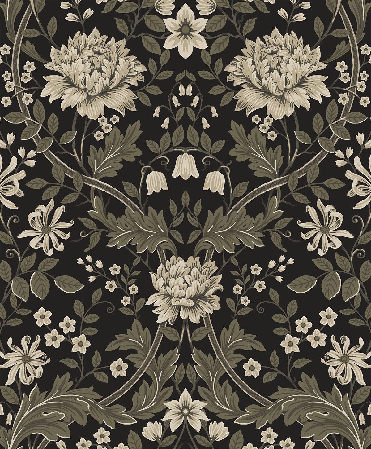 NextWall NextWall Peel & Stick Honeysuckle Trail Floral Vintage Black   - NW44610