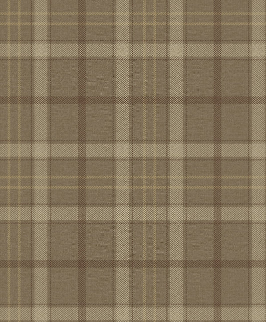 NextWall NextWall Peel & Stick Tailor Plaid Plaid Traditional Brown Matte Sidewall - NW54316