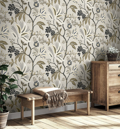 NextWall  Forest Flourish Botanical Contemporary Grey   - NW57908