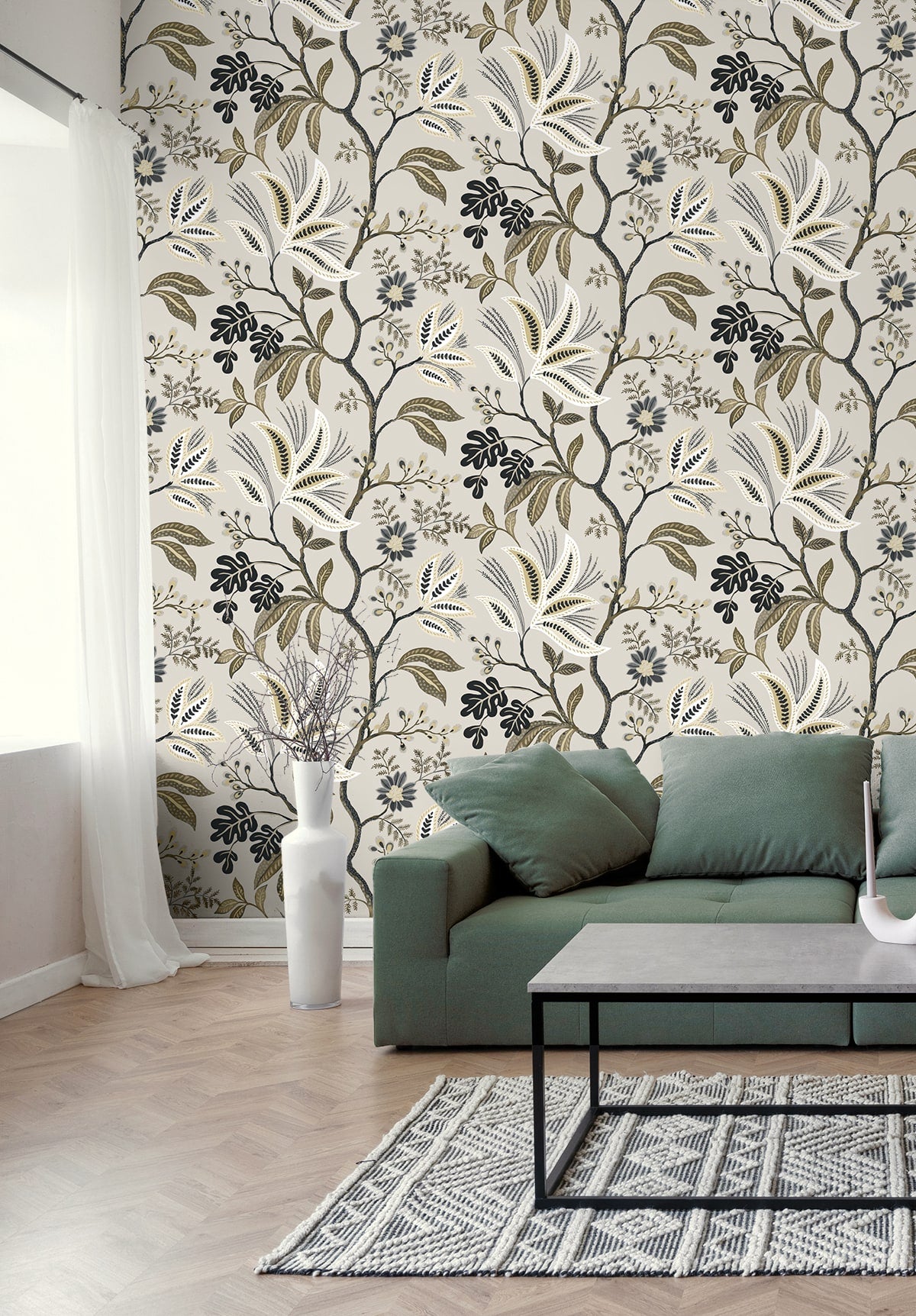 NextWall  Forest Flourish Botanical Contemporary Grey   - NW57908