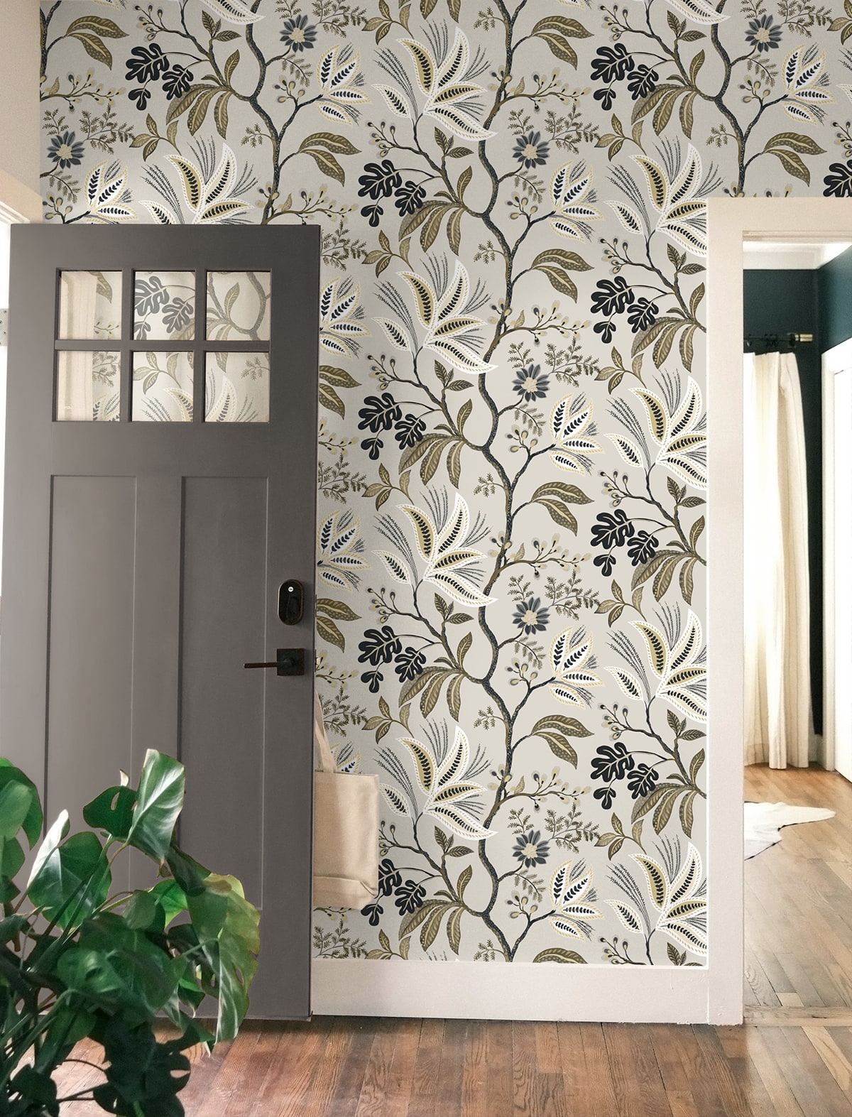 NextWall  Forest Flourish Botanical Contemporary Grey   - NW57908