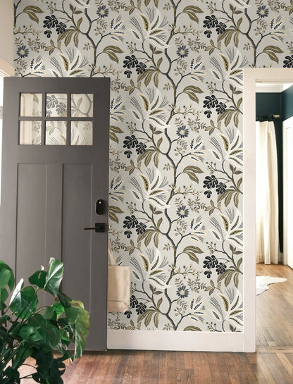 NextWall  Forest Flourish Botanical Contemporary Grey   - NW57908