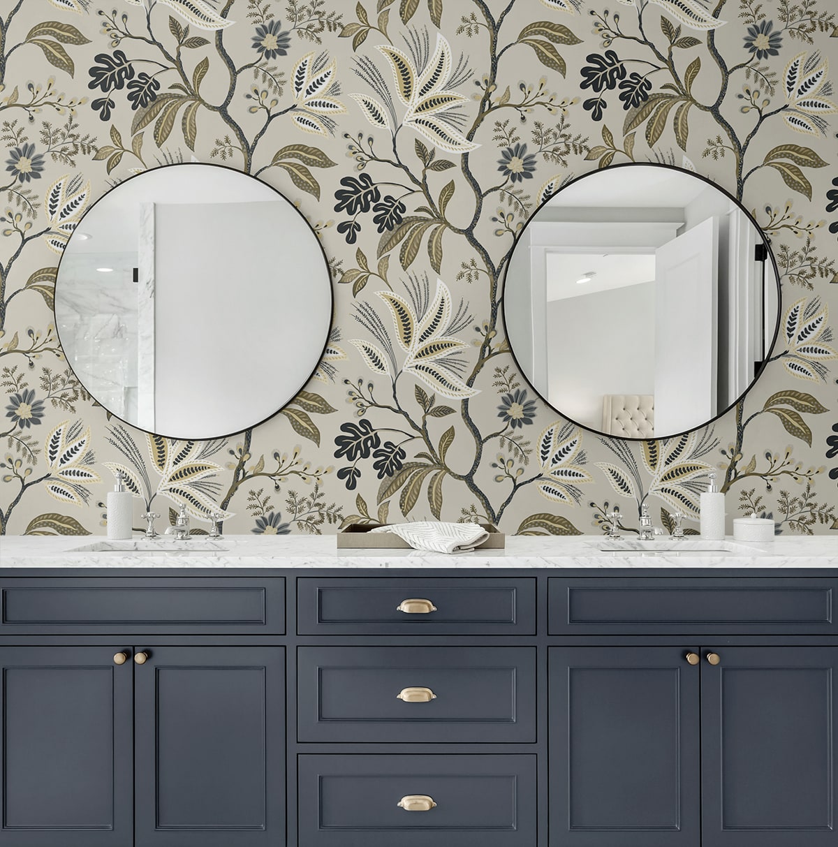 NextWall  Forest Flourish Botanical Contemporary Grey   - NW57908
