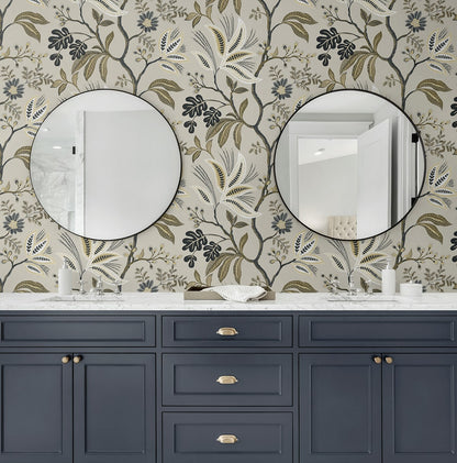 NextWall  Forest Flourish Botanical Contemporary Grey   - NW57908