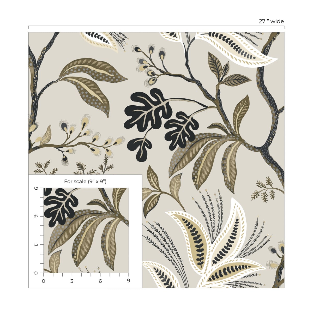 NextWall  Forest Flourish Botanical Contemporary Grey   - NW57908