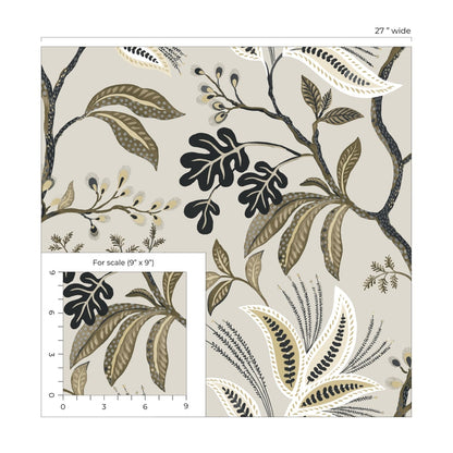 NextWall  Forest Flourish Botanical Contemporary Grey   - NW57908