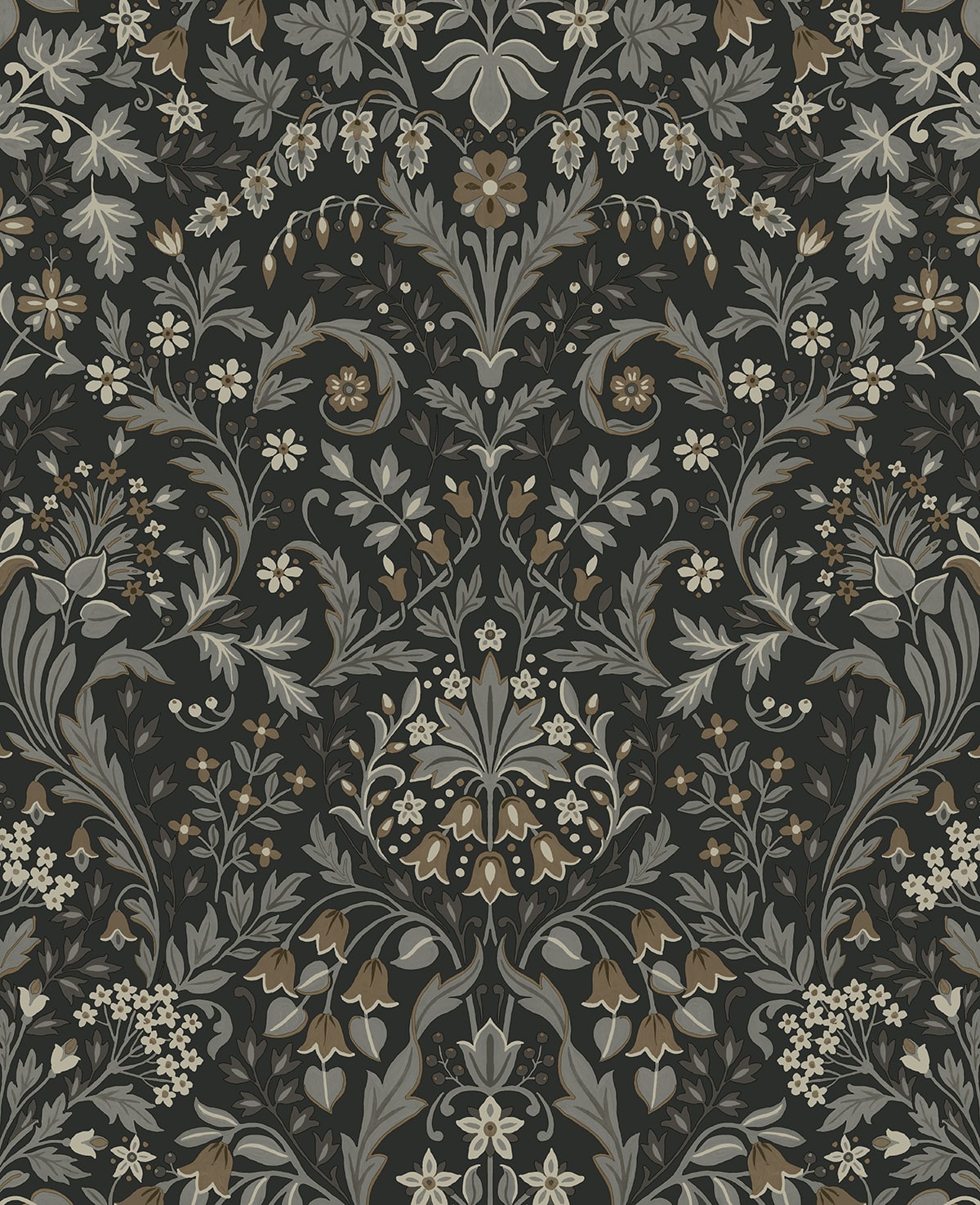 NextWall NextWall Peel & Stick Filigree Floral Botanical Vintage Grey   - NW58400